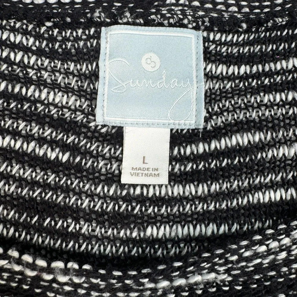 Sunday Long Sleeve Striped Sweater Womens Size Large Black White Knit